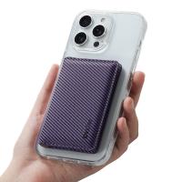  PU Carbon Fiber Pattern N52 Magnetic RFID Blocking Card Holder, Purple