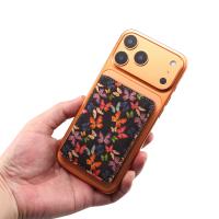  Cork Butterfly Printed N52 Magnetic RFID Blocking Card Holder, Black