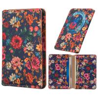  Cork Floral Printed N52 Magnetic RFID Blocking Card Holder, Purple