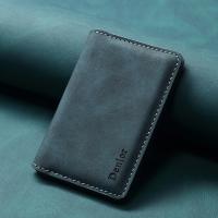  PU Retro Grain N52 Magnetic RFID Blocking Side-Opening Card Holder, Blue