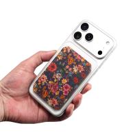  Floral Printed RFID Blocking Magnetic Card Holder, Purple