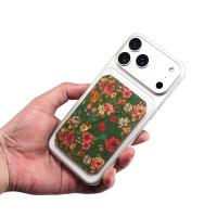  Floral Printed RFID Blocking Magnetic Card Holder, Green