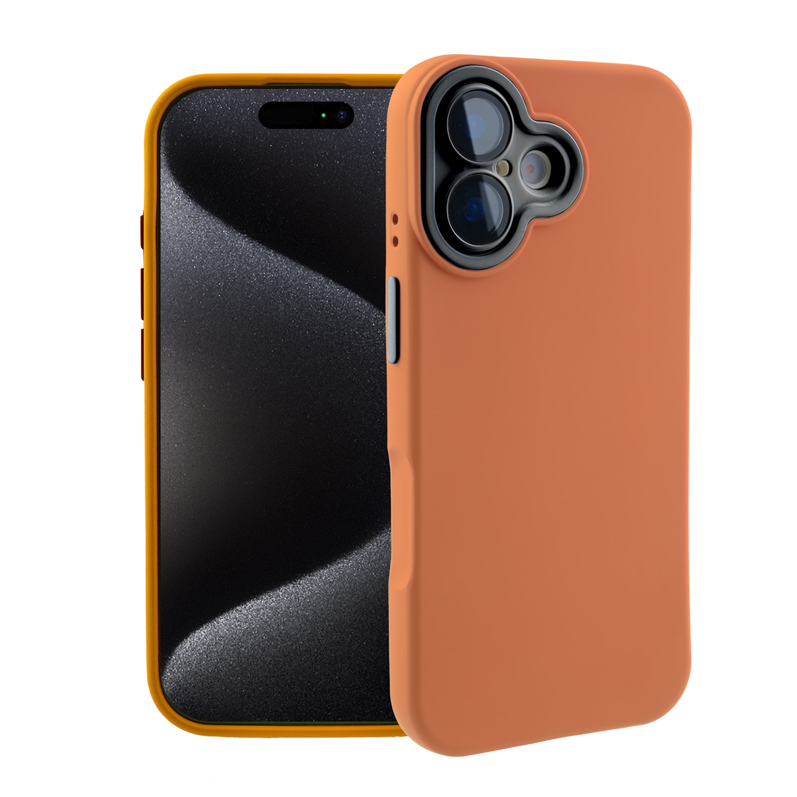 Color Block Silicone Case for iPhone 17 - Color Block Lens Protection, Orange