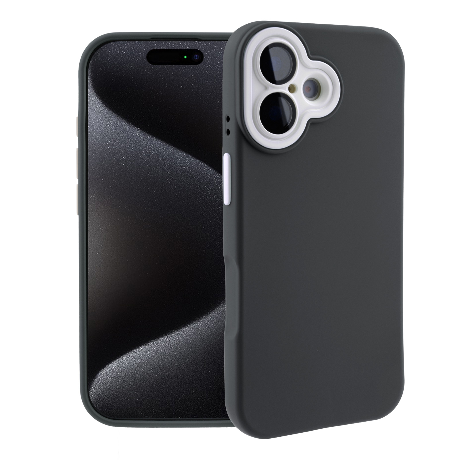 Color Block Silicone Case for iPhone 17 - Color Block Lens Protection, Black