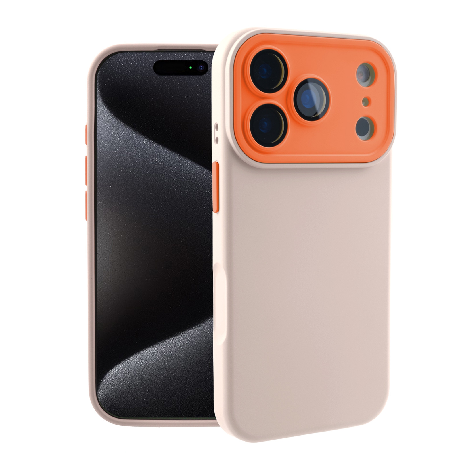 Color Block Silicone Case for iPhone 17 Pro - Color Block Lens Protection, Beige