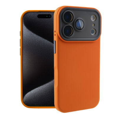  Color Block Silicone Case for iPhone 17 Pro - Color Block Lens Protection, Orange