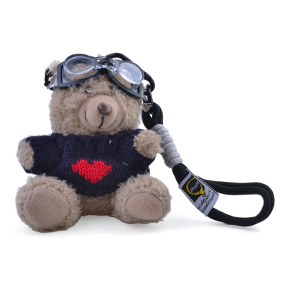  Knitted Sweater Cute Bear with Aviator Glasses Charm, Dark Blue