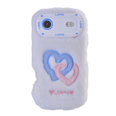 White Plush Silicone Double Heart Phone Case for iPhone Air – Soft Furry Cute Protective Cover White Plush Silicone Double Heart Phone Case for iPhone Air – Soft Furry Cute Protective Cover