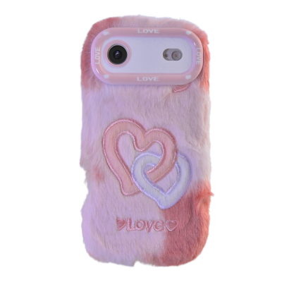 Pink Plush Silicone Double Heart Phone Case for iPhone Air – Soft Furry Cute Protective Cover Pink Plush Silicone Double Heart Phone Case for iPhone Air – Soft Furry Cute Protective Cover