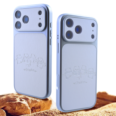  Cute Panda Leather Pattern Back iPhone 17 Pro Max Case - TPU Shockproof Phone Cover, White