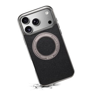 Magnetic Gear Rotating Stand Phone Case for iPhone 17 Pro Max, Black
