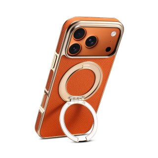 Magnetic Gear Rotating Stand Phone Case for iPhone 17 Pro Max, Orange