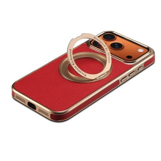  Magnetic Gear Rotating Stand Phone Case for iPhone 17 Pro, Red