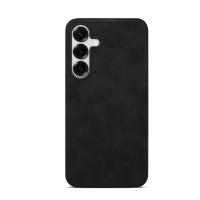  Retro Faux Leather Texture Case for Samsung Galaxy S25, Black