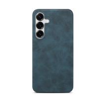  Retro Faux Leather Texture Case for Samsung Galaxy S25, Blue