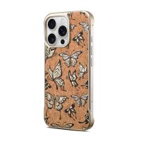  Butterfly Pattern Frameless Magnetic Case for iPhone 16 Pro, Gold