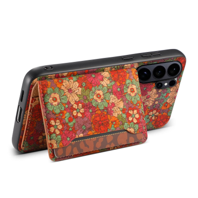  Flower Series Phone Case and Card Holder Set for S26 Ultra, Red
