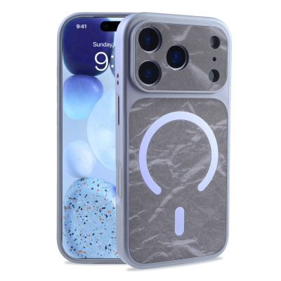  Oil-Spray Snow Mountain Pattern Case for iPhone 17 Pro, Gray