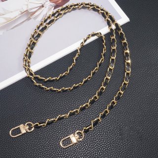 Vintage-Inspired PU Leather Woven Phone Chain, Black - Gold