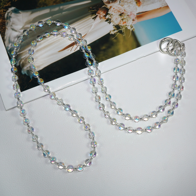 Artificial Crystal Beaded Crossbody Phone Lanyard, Colorful - Shiny Artificial Crystal Beaded Crossbody Phone Lanyard, Colorful - Shiny