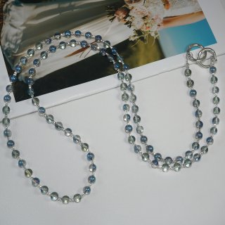 Artificial Crystal Beaded Crossbody Phone Lanyard, Light Blue