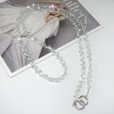 Artificial Strawberry-Shaped Crystal Crossbody Phone Lanyard, White Artificial Strawberry-Shaped Crystal Crossbody Phone Lanyard, White