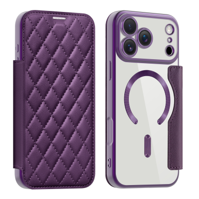  Quilted Diamond Pattern PU Case for iPhone 17 Pro Max Case, Purple