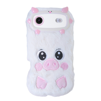  White Pig Plush Silicone Phone Case for iPhone Air – Soft Cute Protective Cover