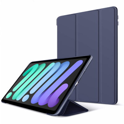 ipad mini 6/7 slim flip cover foldable dual-use stand case dark blue