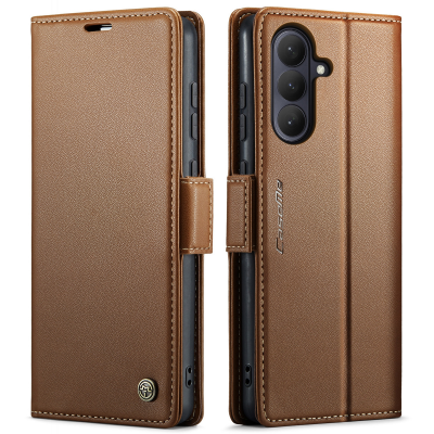  Flip Phone Case for S26 with Butterfly Buckle - RFID Blocking Anti, Brown
