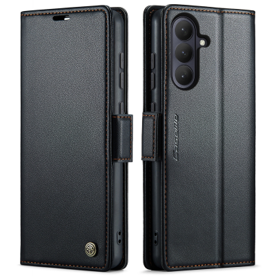  Flip Phone Case for S26 with Butterfly Buckle - RFID Blocking Anti, Black