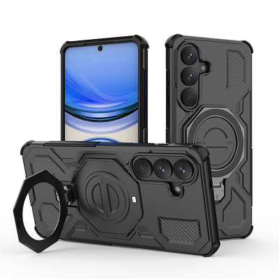  360 Rotation Kickstand Magnetic S26 Case - Airbag Shockproof Metal Stand, Black