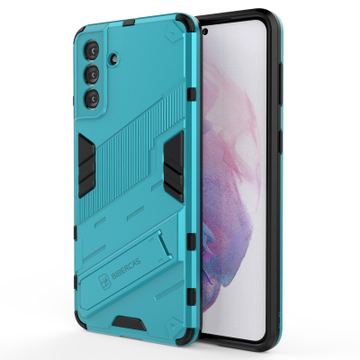  Armor Texture Phone Case with Foldable Hidden Stand for S26 Plus, Blue