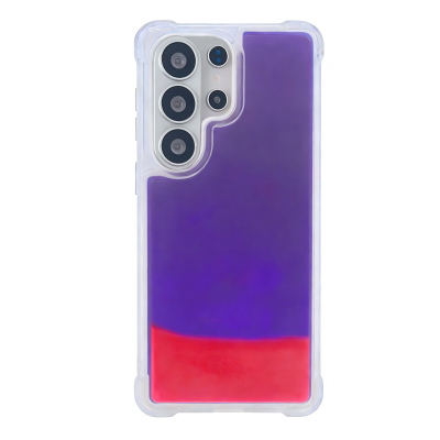  Glow-in-the-Dark Two-Tone Liquid Sand Phone Case for S26 Ultra, Pink