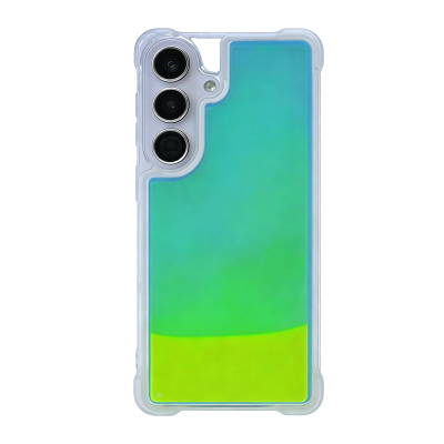  Glow-in-the-Dark Two-Tone Liquid Sand Phone Case for S26, Yellow