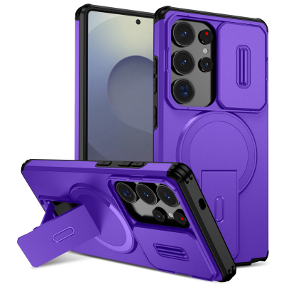  S26 Ultra Hidden Kickstand Armor Design Protective Case, Purple