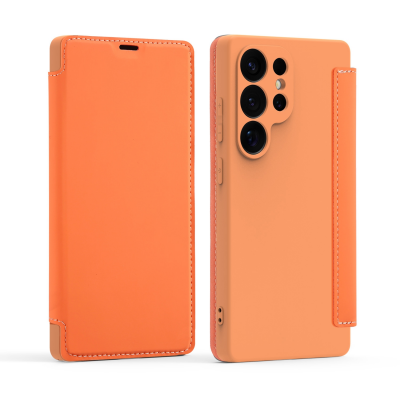  Skin-Feel PU Flip Phone Case for S26 Ultra, Orange