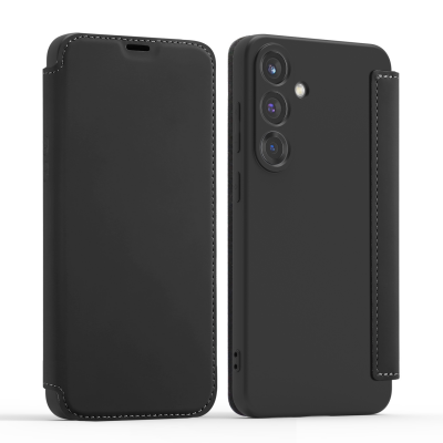  Skin-Feel PU Flip Phone Case for S26 Plus, Black