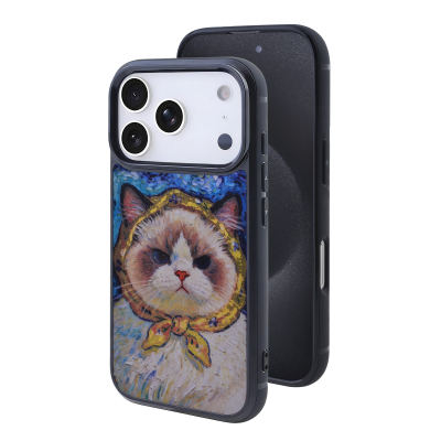 Van Gogh Style Ragdoll Cat Phone Case for iPhone 17 Pro Max, Blue