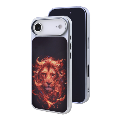 iphone air case featuring blazing fire lion art graphic