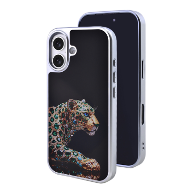 Jeweled Leopard Art Case for iPhone 17 - Opulent Green Gem Design, Yellow