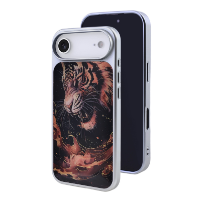 iphone air case featuring blazing fire lion art graphic