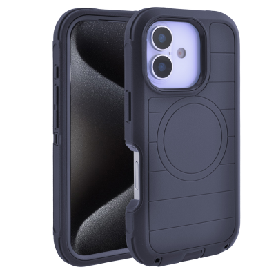  Durable Striped Texture Phone Case for iPhone 17, Black