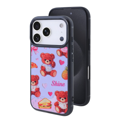 Teddy Bear Magnetic Case for iPhone 17 Pro - Cute Background with Bows & Hearts