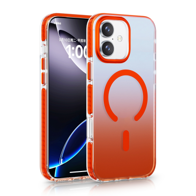 Frosted Clear gradient Magnetic Case for iPhone 17, Orange