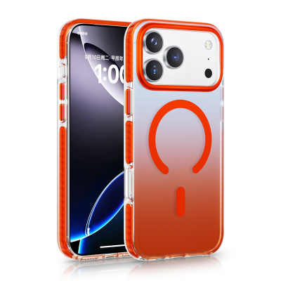 Frosted Clear gradient Magnetic Case for iPhone 17 Pro Max, Orange
