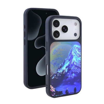 Majestic Snow Mountain Magnetic Phone Case for iPhone 17 Pro Max, Black