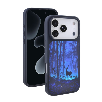 Moonlit Deer in Forest Magnetic Phone Case for iPhone 17 Pro, Black