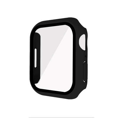 PC Case with Built-in Tempered Glass for iWatch Series 7/8/9 (41mm), Black