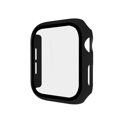 PC Case with Built-in Tempered Glass for iWatch Series 4/5/6/SE (44mm), Black